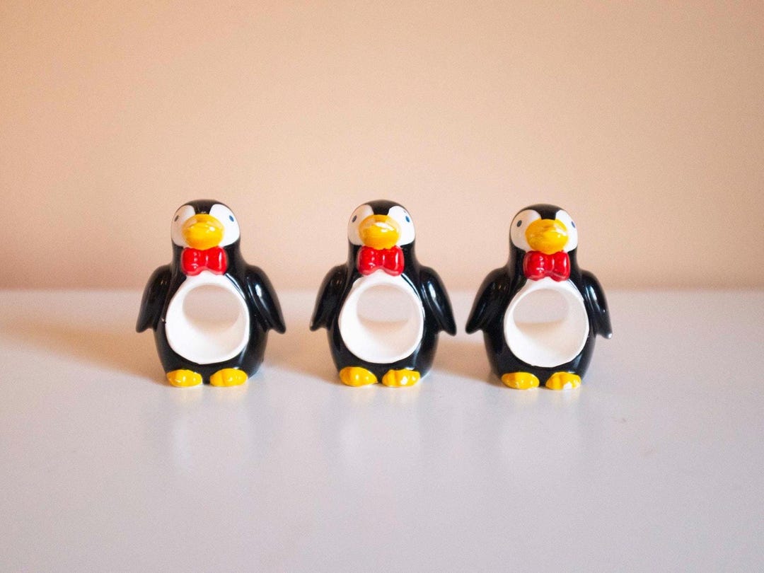 Set of 3 Penguin Napkin Rings With Little Red Bowties - Etsy