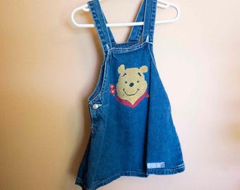 Winnie the Pooh Jean Dress | Vintage Y2K Denim Toddler 3T