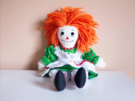 raggedy ann doll green dress Handmade Doll: Orange Hair, Witch