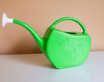 Green Watering Can with Butterflies | Vintage Plastic