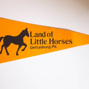 Orange &quot;Land of Little Horses&quot; pennant flag | Small Gettysburg, PA pony memorabilia
