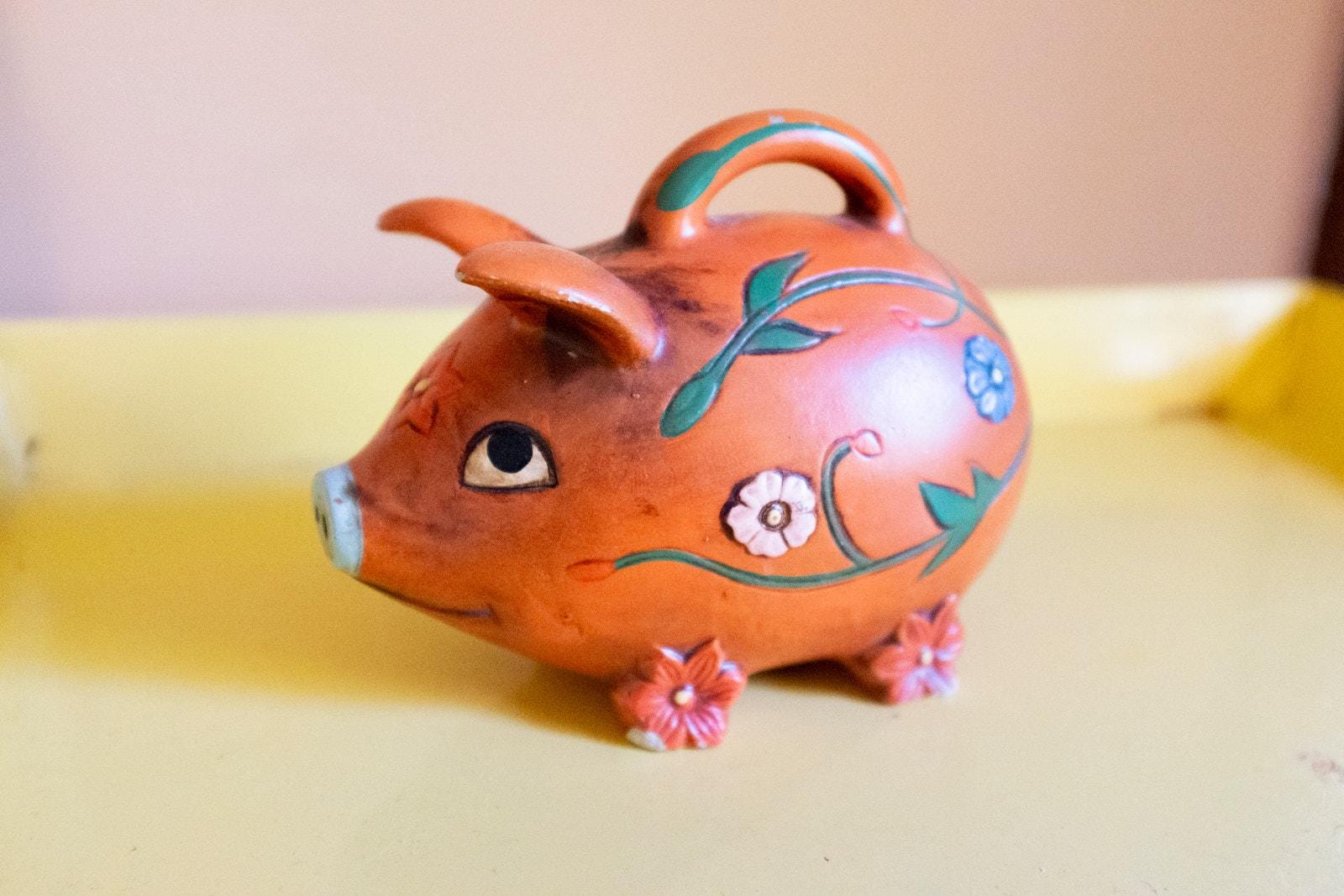 Chalkware Piggy Bank | Vintage Floral Pig - Etsy