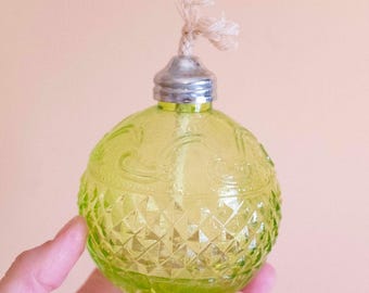 Vintage Green Glass Oil Lamp Gas Ball Style