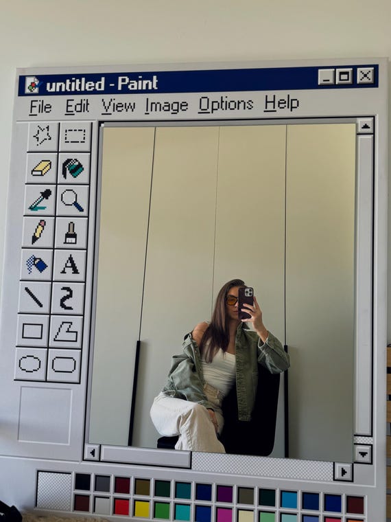 Ms Paint Mirror, Retro Windows Paint Inspired Mirror, Nostalgic Aesthetic Decor, Handmade Pixel Mirror, Paint Mirror, Gift for Designers