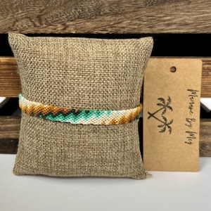 Zig-Zag Handwoven Friendship Bracelet / Teal, Orange, Tan, Brown, White / Boho Surf Jewelry / Macrame by Meg