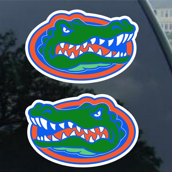 FLORIDA GATORS  vinyl decal Sticker SET ( 2 ) for car window, mirror, bumper, laptop, yeti, cornhole sticker
