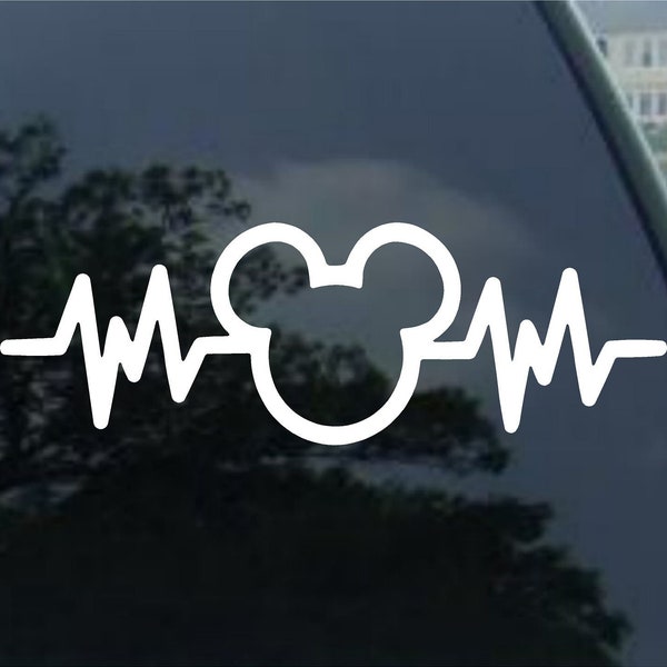 Mickey Mouse Heart Pulse Vinyl decal car Window, mirror, bumper, laptop, yeti cornhole sticker