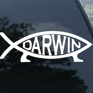 DARWIN FISH Vinyl decal car window mirror, bumper. laptop, yeti, cornhole sticker