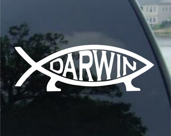 DARWIN FISH Vinyl decal car window mirror, bumper. laptop, yeti, cornhole sticker