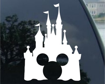 Mickey Mouse Disney castle vinyl decal car window, mirror, bumper, laptop, yeti, cornhole sticker