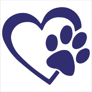 Paw Print Heart, Dog Lover Paw Print Vinyl Decal Car, Window, Mirror ...