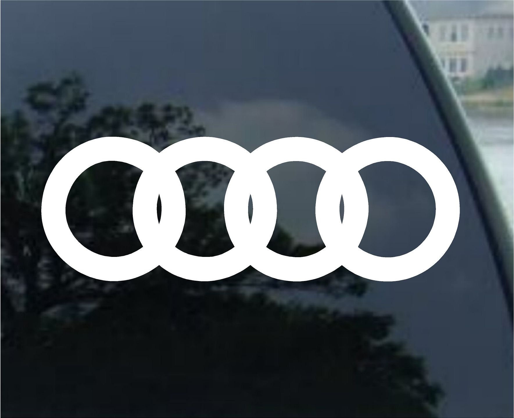 FID-Shop Audi Decal Sticker Set - 2x 15x5cm Glossy Black/White Rings - For Body Or Fuel Tank