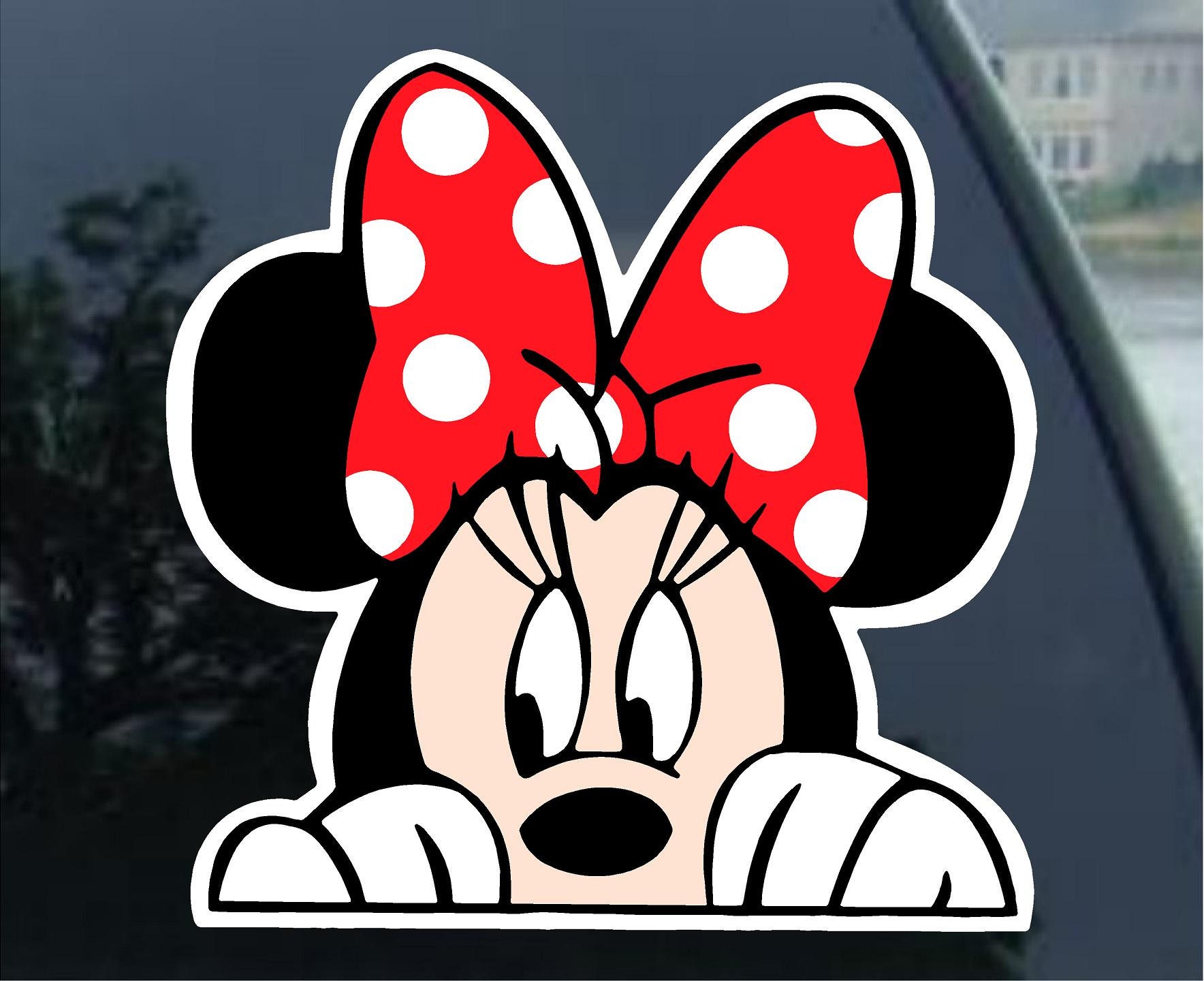 Discover MINNIE MOUSE Vinyl decal car Window, Mirror, Bumper, laptop, yeti, cornhole sticker