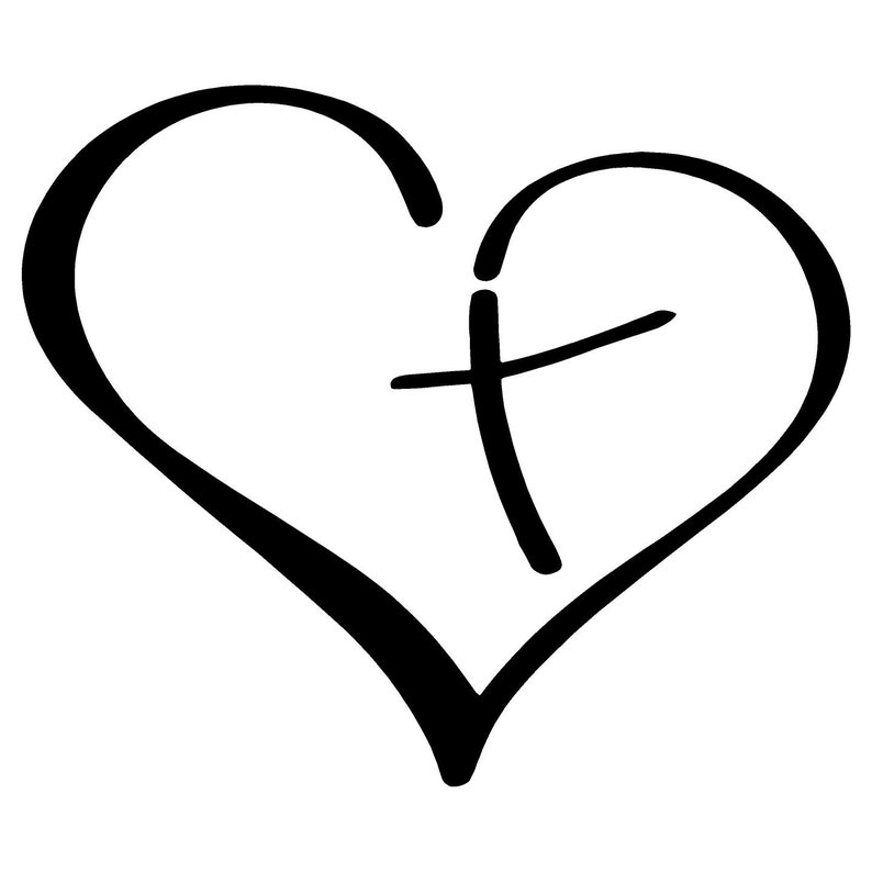 Heart With Cross Heart Cross vinyl decal car window Mirror - Etsy.de