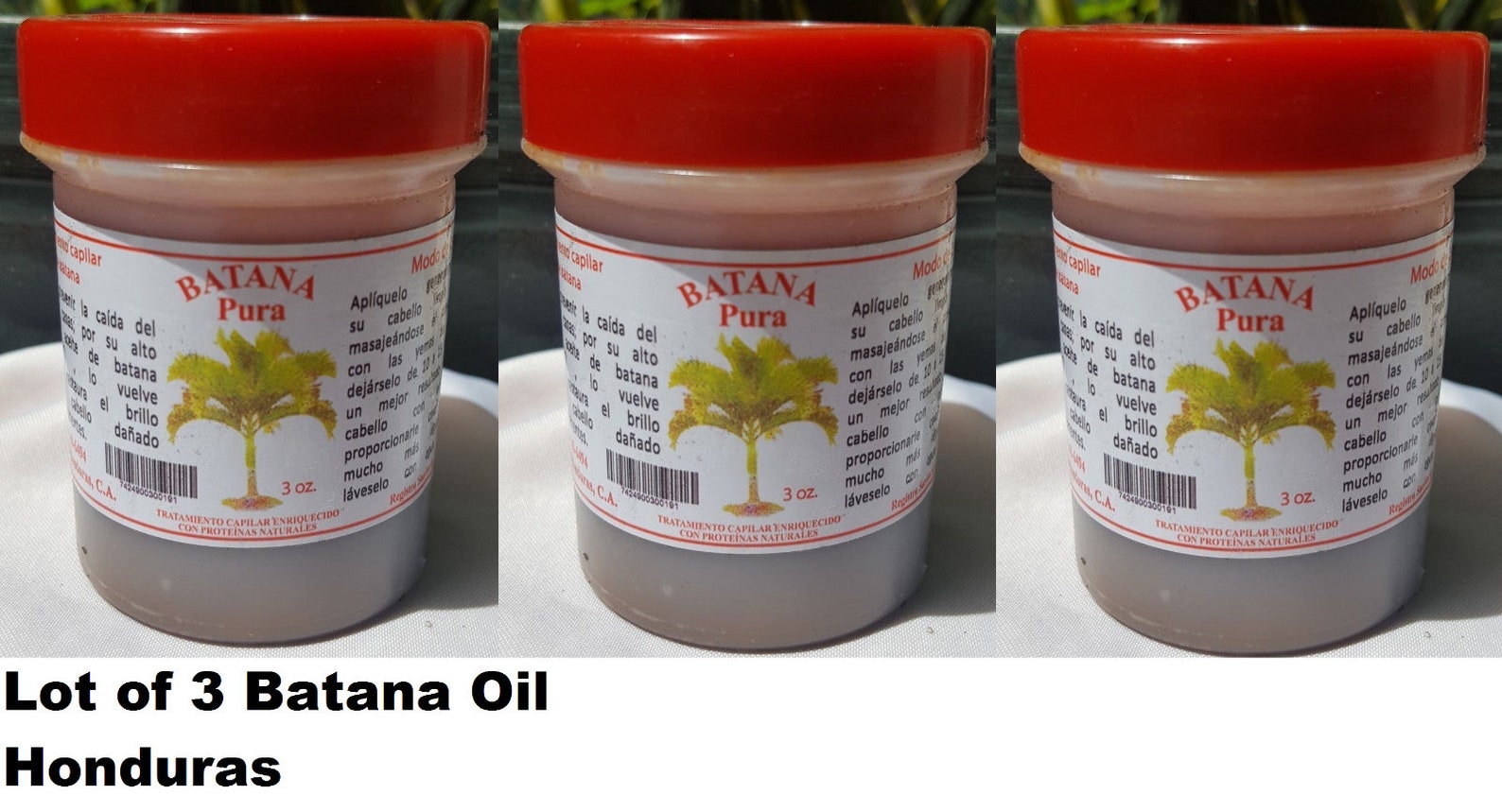 Lot of 3 Jars Pure Batana Oil Original 3oz from Honduras free Etsy