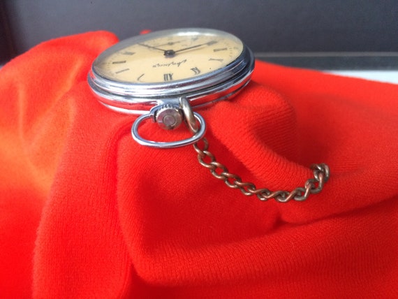 Vintage pocket mechanical watch Molnija with chain - image 7