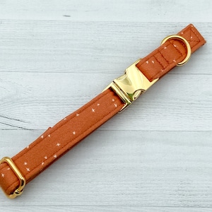 Fall dog collar, dog collar stars, rose gold dog collar, gold dog collar, dog collar and matching bow, dog collar and matching scrunchie