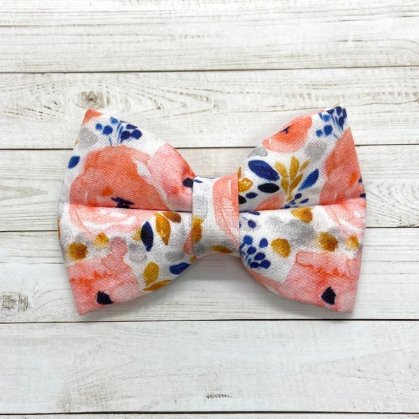 Matching dog and owner set floral dog bow tie & floral scrunchie, summer bow tie for dogs, dog bows for collar, valentines day dog bowtie