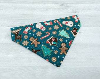 Personalized Gingerbread Christmas Dog Bandana: Over the Collar