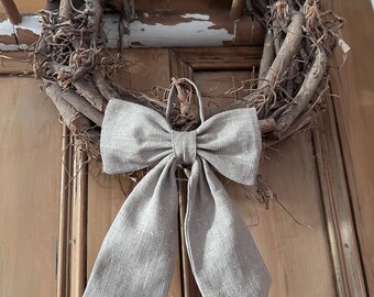 Natural Organic Linen Bow .  Decorative Bow.  Home Decor.