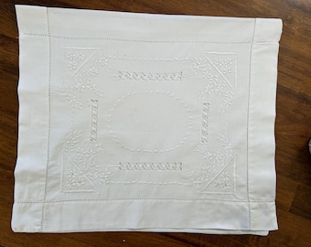 Antique Embroidered and Drawn Threadwork Nightdress Case. Vintage Cotton Nightgown Case