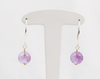 Large gemstone hoop earrings, jewelry hoop earrings made of sterling silver 925 with beautiful amethyst, gemstone jewelry, jewelry that brings healing, ART