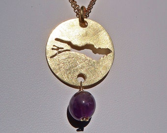 Lake Constance pendant in 14 carat gold plating with precious amethyst / Masterful jewelry / Jewelry from Lake Constance / Gold / Purple / Precious / Unique