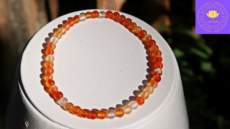 Carnelian Natural Bracelet for women / Stretch bracelet / Charm / Power of healing stones / Handmade with love / Sustainable image 6