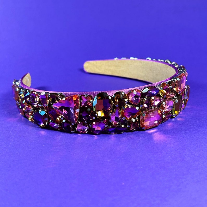 Party Headband Crystal Purple Pink Headband for Her Etsy UK