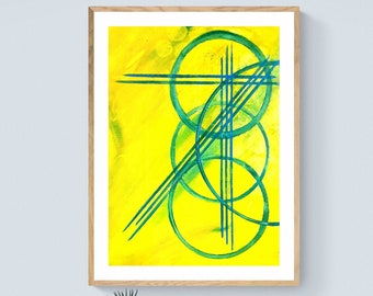 YELLOW STRIKES, Original Acrylic Painting, Expressionist Wall Art, Abstract, Modern Painting
