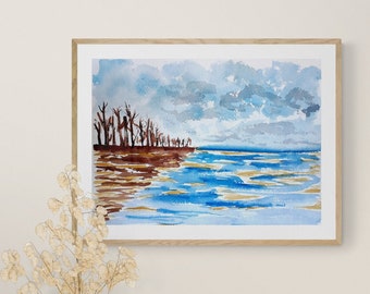 TREES ON THE Shore, Original watercolour