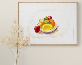 STILL LIFE Bowl of Fruit, Original watercolour