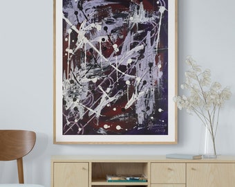 PURPLE CHAOS, Original Acrylic Painting, Expressionist Wall Art, Abstract, Modern Painting