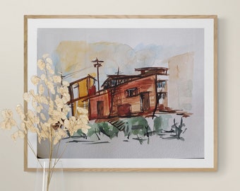 ABSTRACT BUILDING, Original watercolour