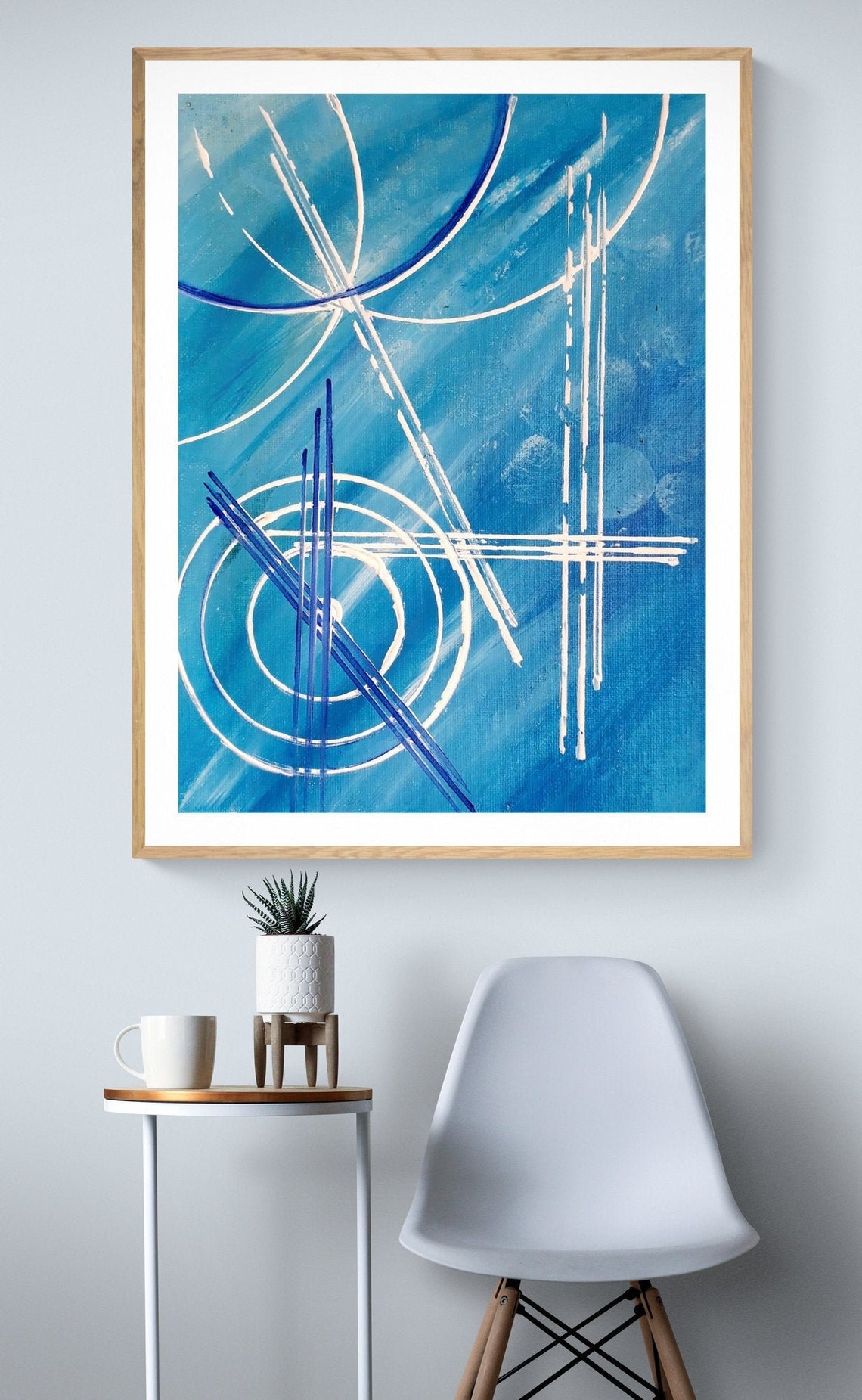 BLUE TARGET, Original Acrylic Painting, Expressionist Wall Art