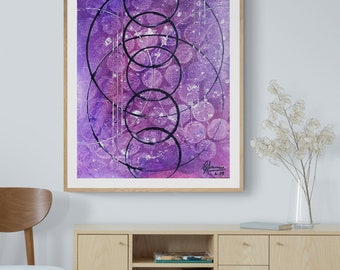 PURPLE CROP CIRCLES, Original Acrylic Painting, Expressionist Wall Art, Abstract, Modern Painting