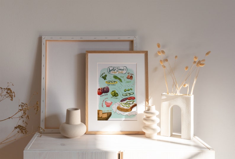 Illustration de recette personnalisée, cadeau personnalisé et art culinaire, cadeau de la fête des Mères image 7