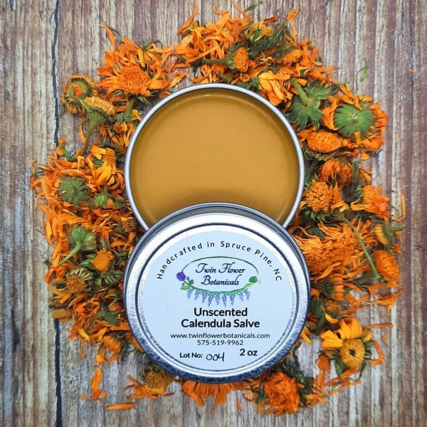 Calendula Salve | herbal salve, herb infused oil, potent herb, new mom gift, unscented baby balm, organic skincare, diaper rash ointment