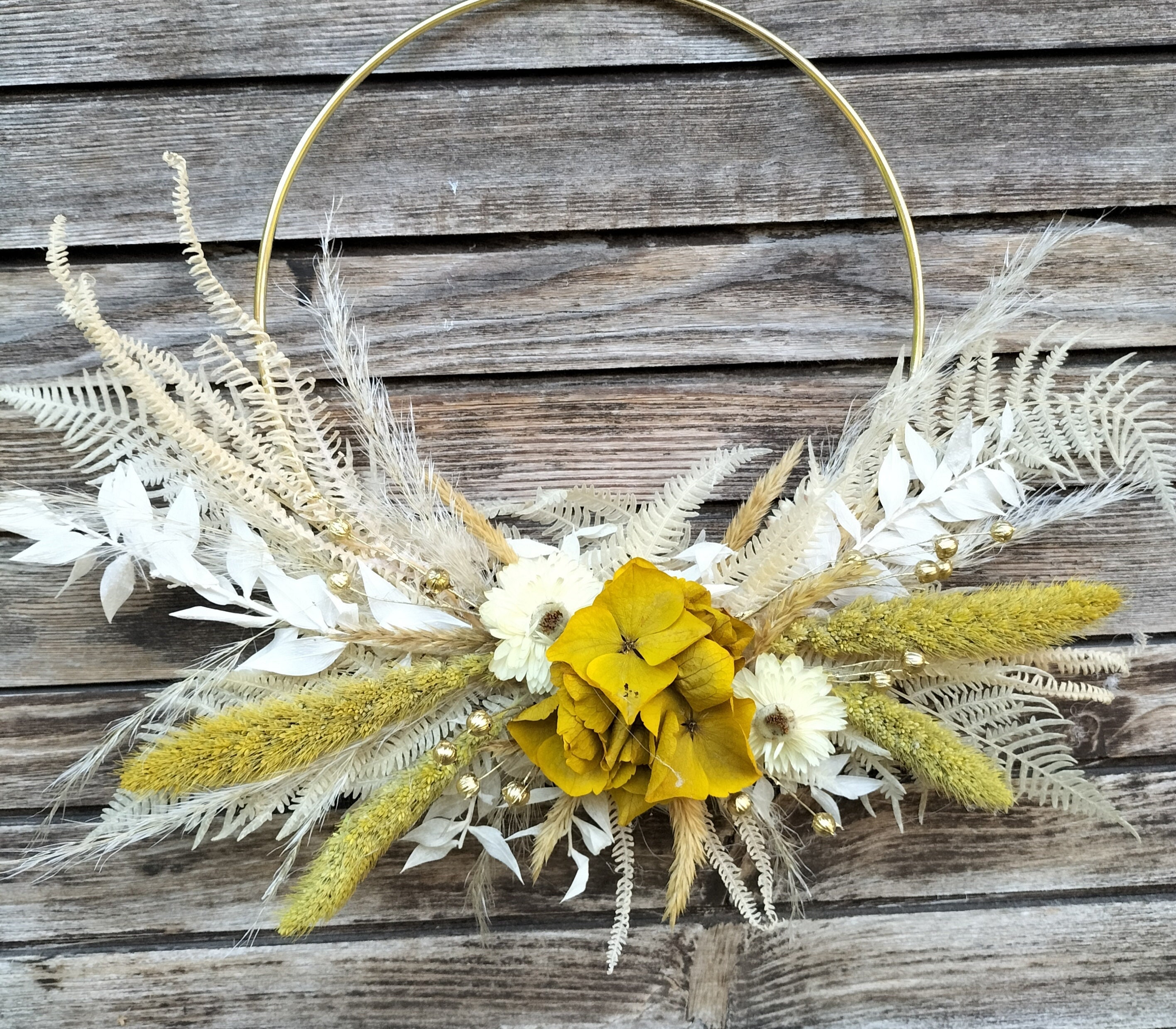 Couronne de Fleurs Séchées Décorative, Murale.