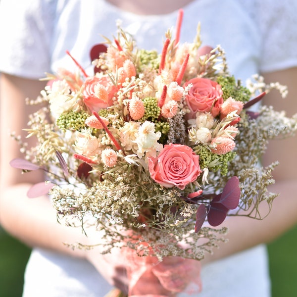 Bouquet de fleurs séchées mariage bohème chic