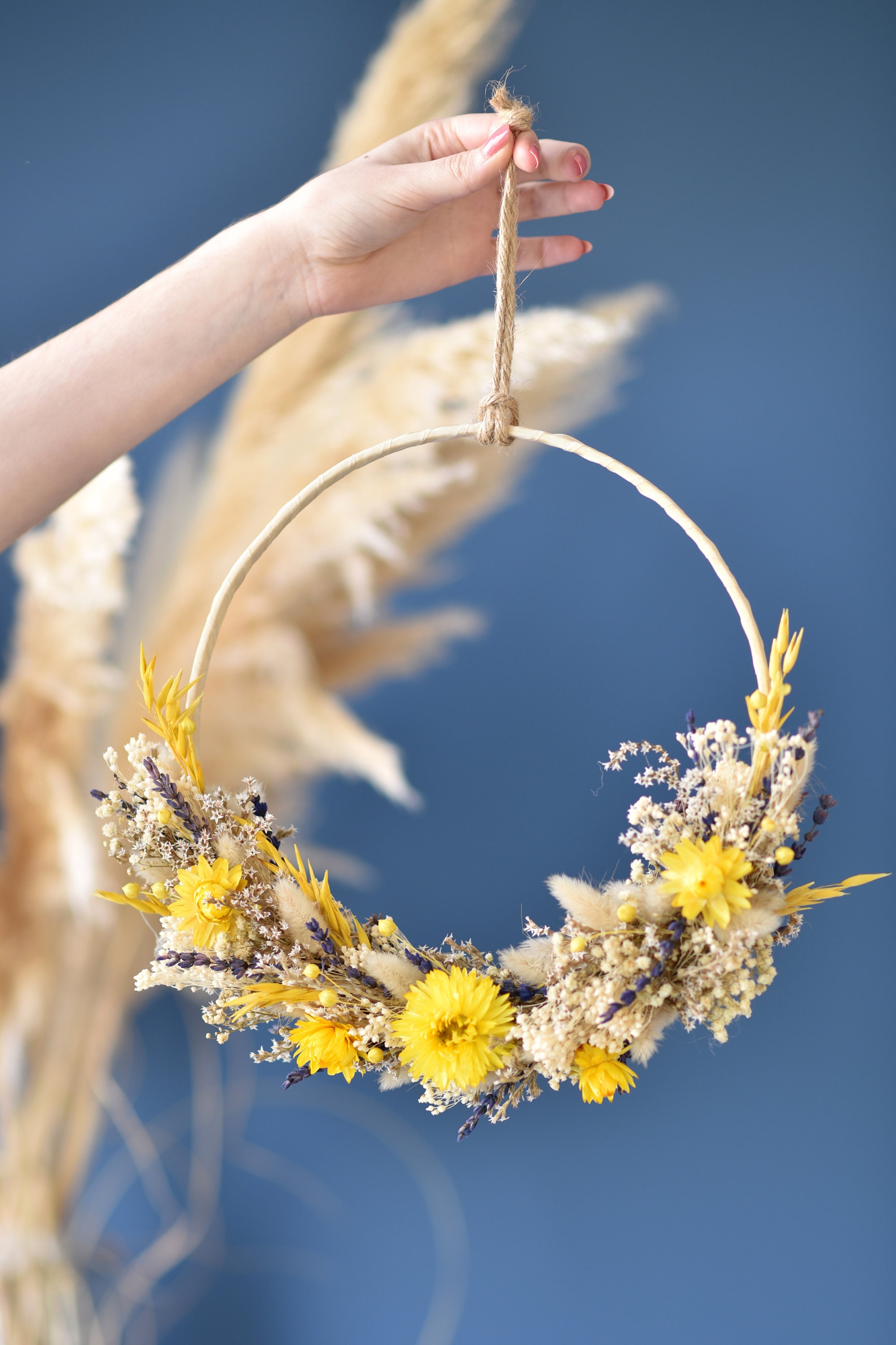 Couronne Murale en Fleurs Séchées