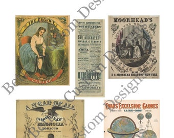 Digital Vintage Color and Black and White Advertisements Printable Ephemera Collage Sheets