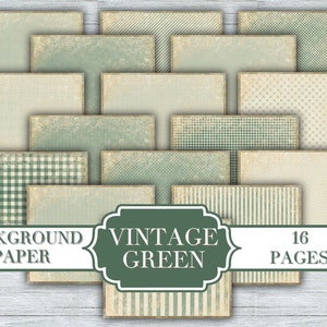 Vintage Green Junk Journal Kit Digital Paper Prints Scrapbook Vintage Books Ephemera Antique Paper Journal Pages image 1