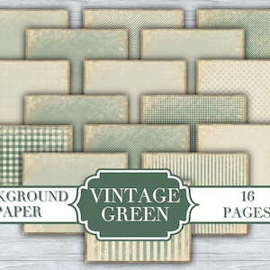 Vintage Green Junk Journal Kit Digital Paper Prints Scrapbook Vintage Books Ephemera Antique Paper Journal Pages image 1