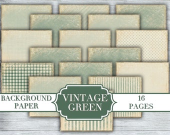 Vintage Green Junk Journal Kit - Digital Paper Prints - Scrapbook - Vintage Books - Ephemera - Antique Paper - Journal Pages