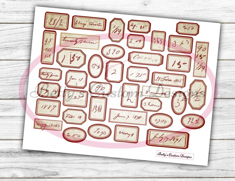 Random Number Labels - Printable - Ephemera - Junk Journal Label ...