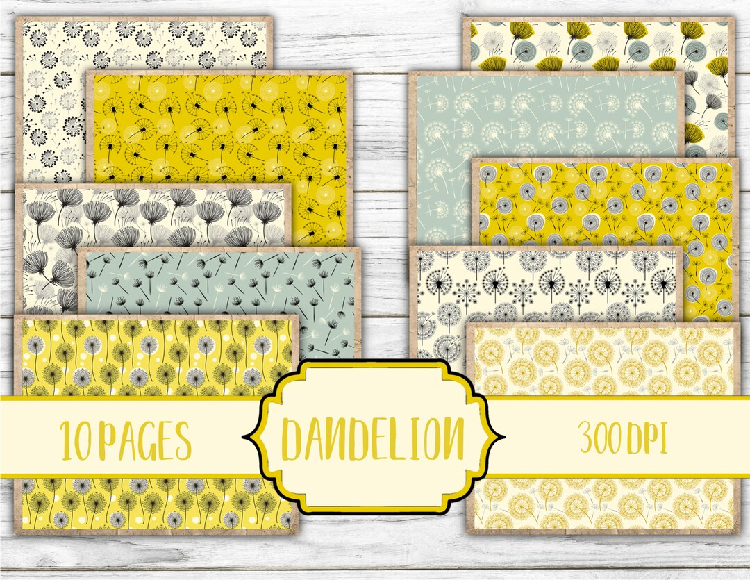 Dandelion - Junk Journal Kit - Digital Paper Prints - Scrapbook ...