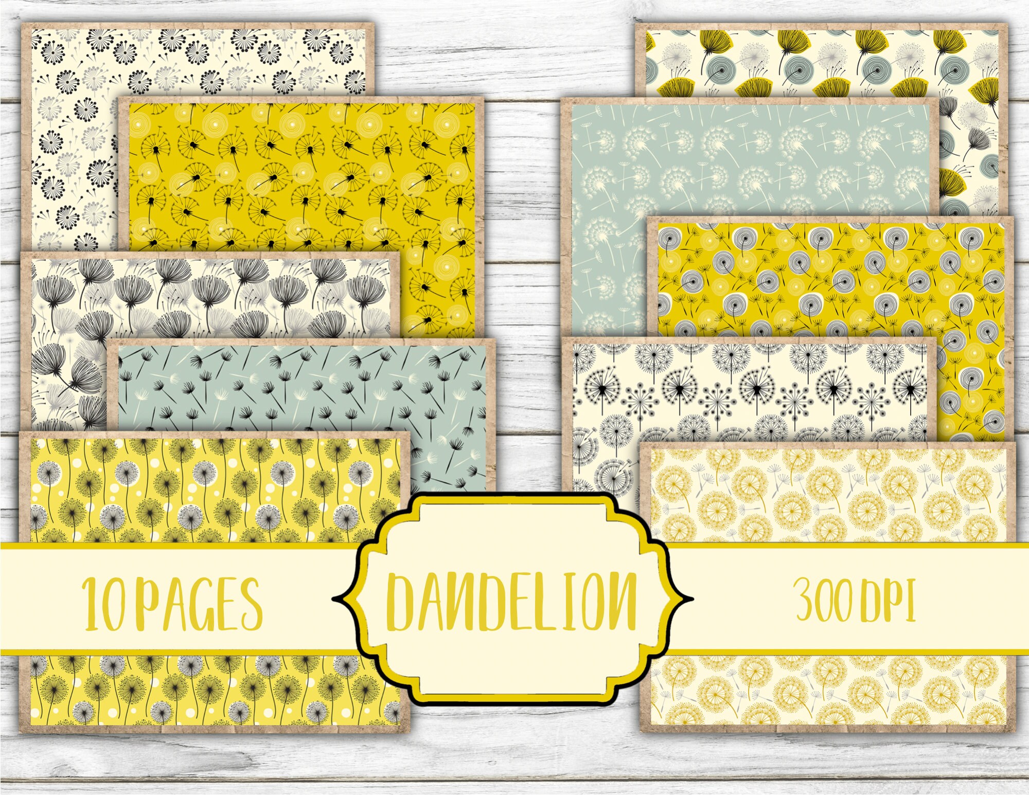 Dandelion - Junk Journal Kit - Digital Paper Prints - Scrapbook ...