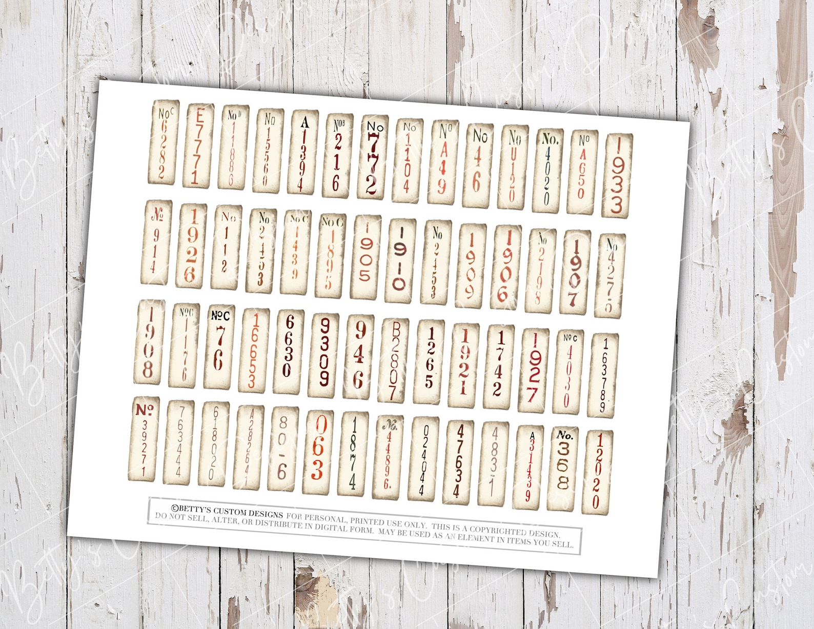 Labels Vertically Vertical Number Labels - Junk Journal Ephemera - Digital - Printable ...