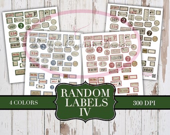 Random Number Labels IV - Printable - Ephemera - Junk Journal Label - Journal Phrases - Journal Words - Digital Botanical Labels